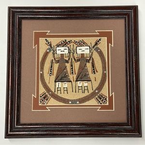 Navajo Sand Painting Framed And Matted. NWT